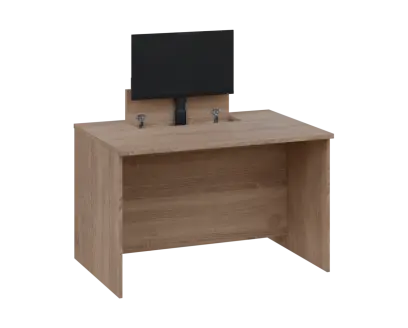 PLVM 18 - 12 stůl kancelářský s výsuvem (1x) monitoru, dřevěná podnož, deska 18 mm, široký 1200 mm, dub bardolino